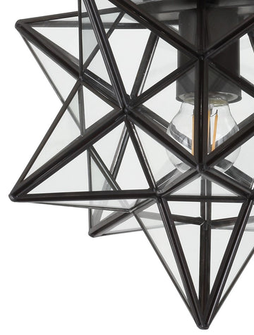 Stella 12" Moravian Star Metal/Clear Glass LED Flush Mount - JONATHAN Y